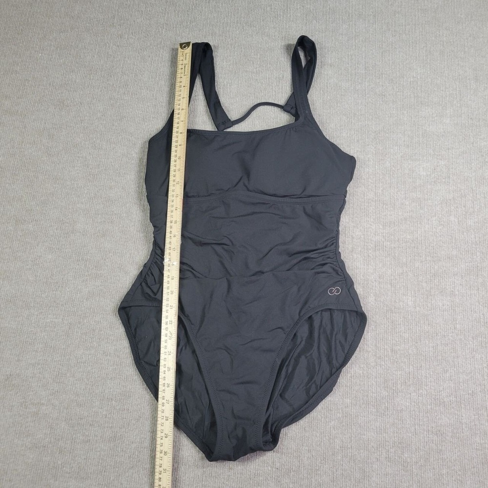 Calia by Carrie Underwood One Piece Swimsuit Womens 16 Black Ruched‎ Sleeveless - Picture 4 of 9
